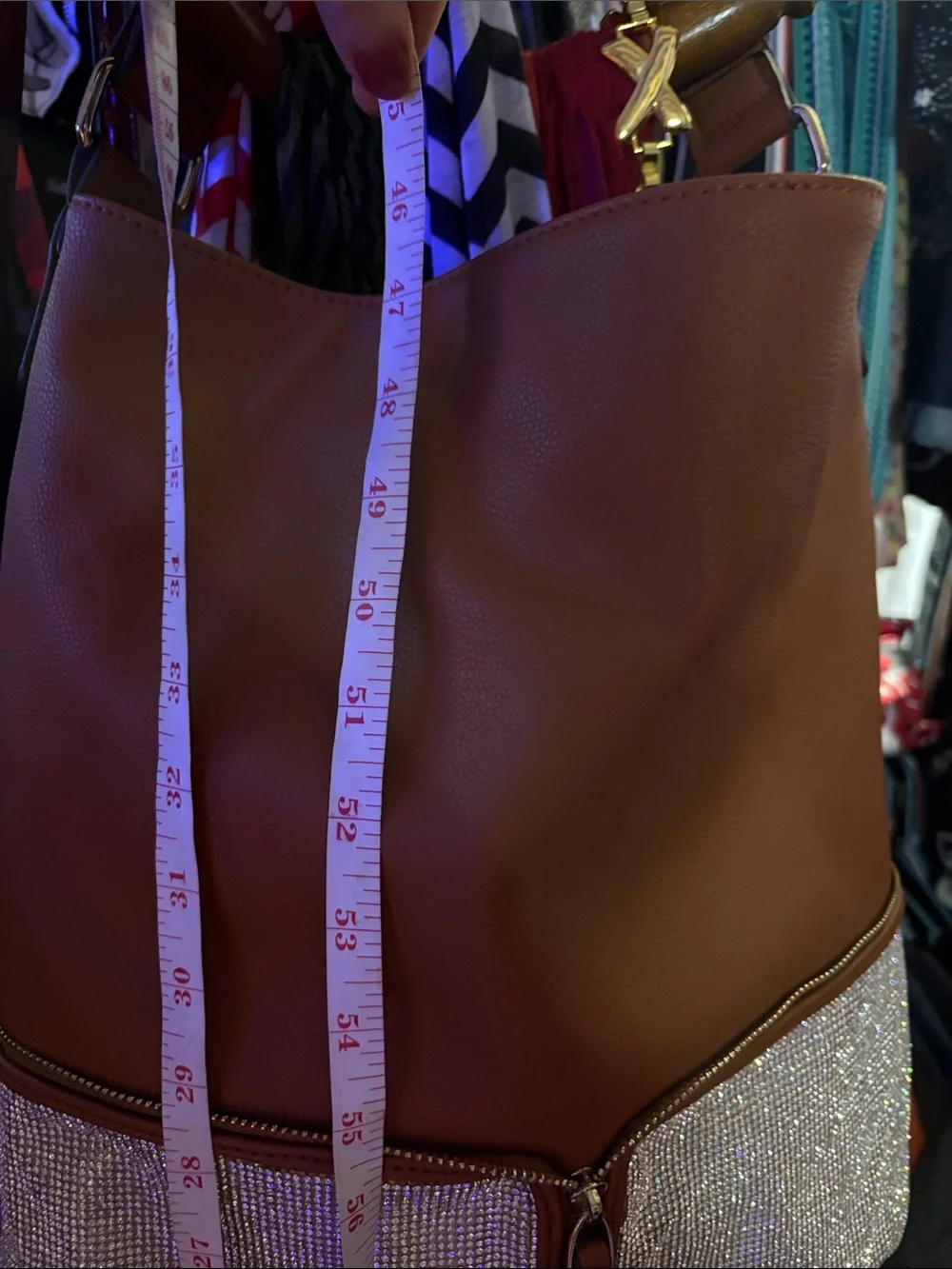 Women’s Brown Tote Bag with Crystal Accent